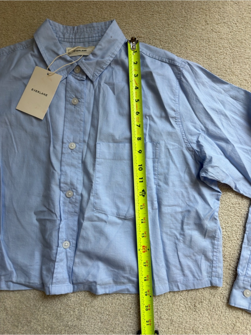 Everlane The Way-Short Shirt in Silky Cotton Chambray Blue Size: S, NWT - Picture 3 of 6